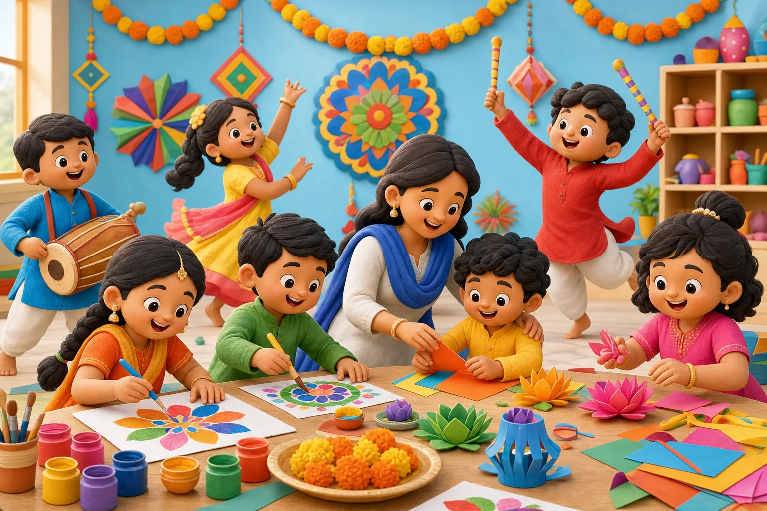 Children enjoying art and festival activities